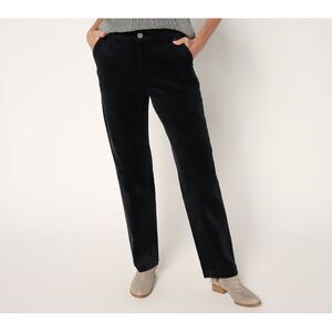 Maya J Women's Petite Pants 10P Corduroy Straight Leg Black A704915